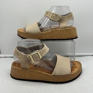 Papillio Glenda Wedge Sandals Womens 38 US 7 Cream Cork Platform Comfort Sling